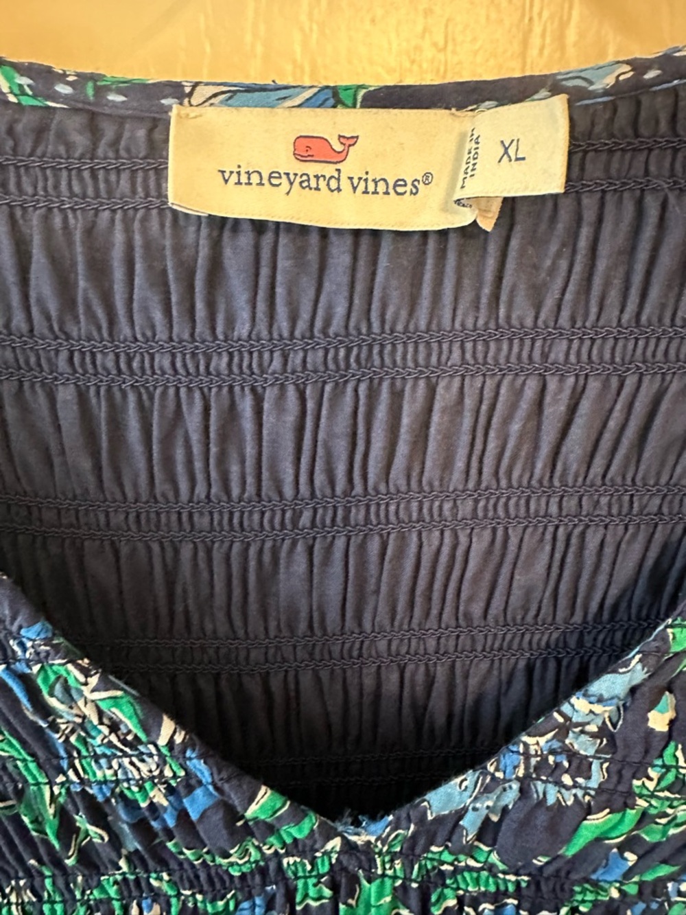 Vineyard Vines Women’s Blue & Green Smocked Anegada Floral Midi Dress Sz. XL - Picture 3 of 6